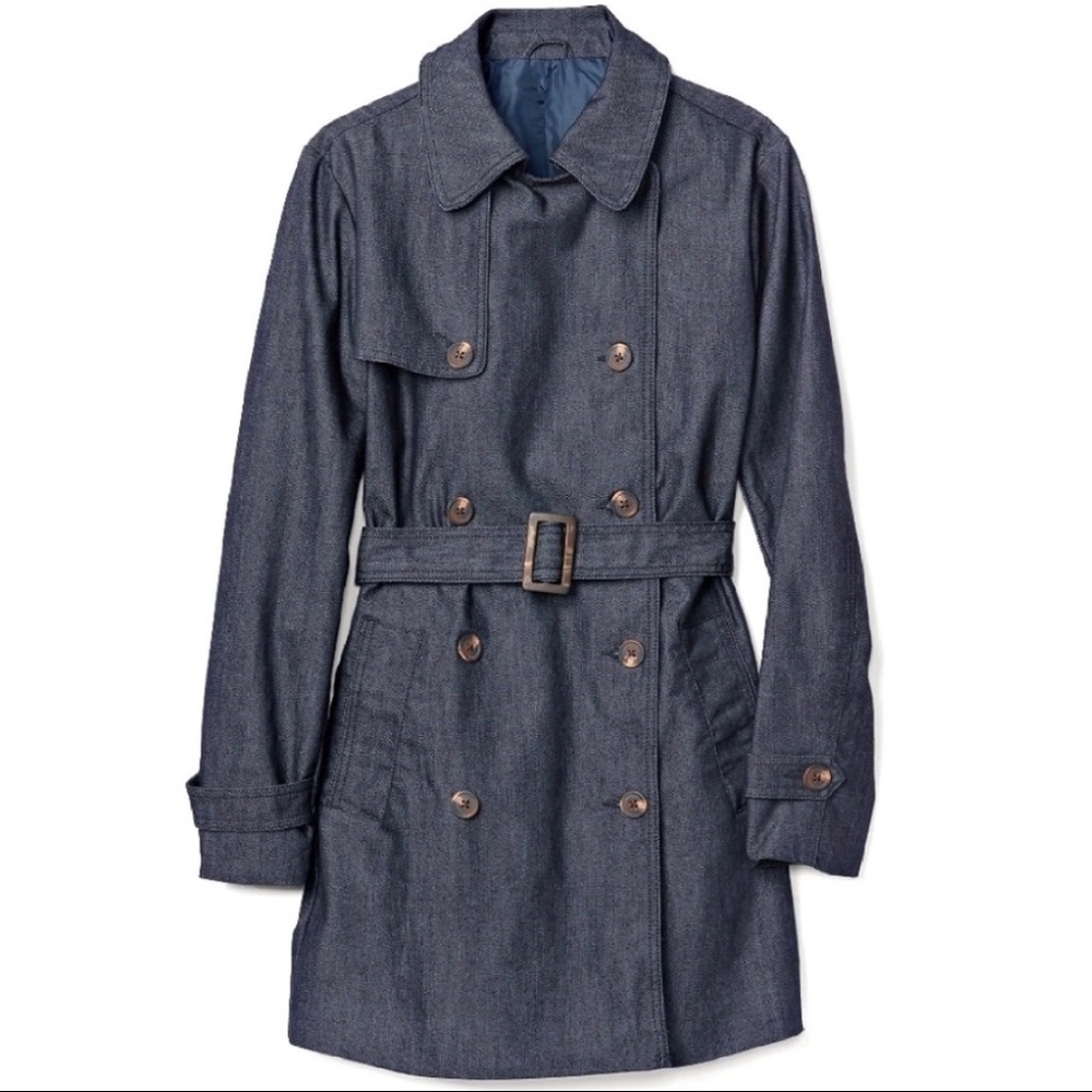 Gap denim navy trench coat, size M